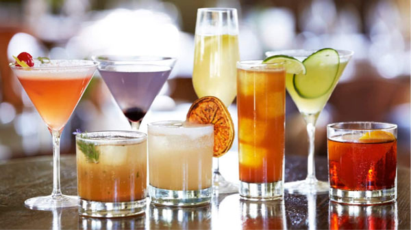 A selection of various craft cocktails.