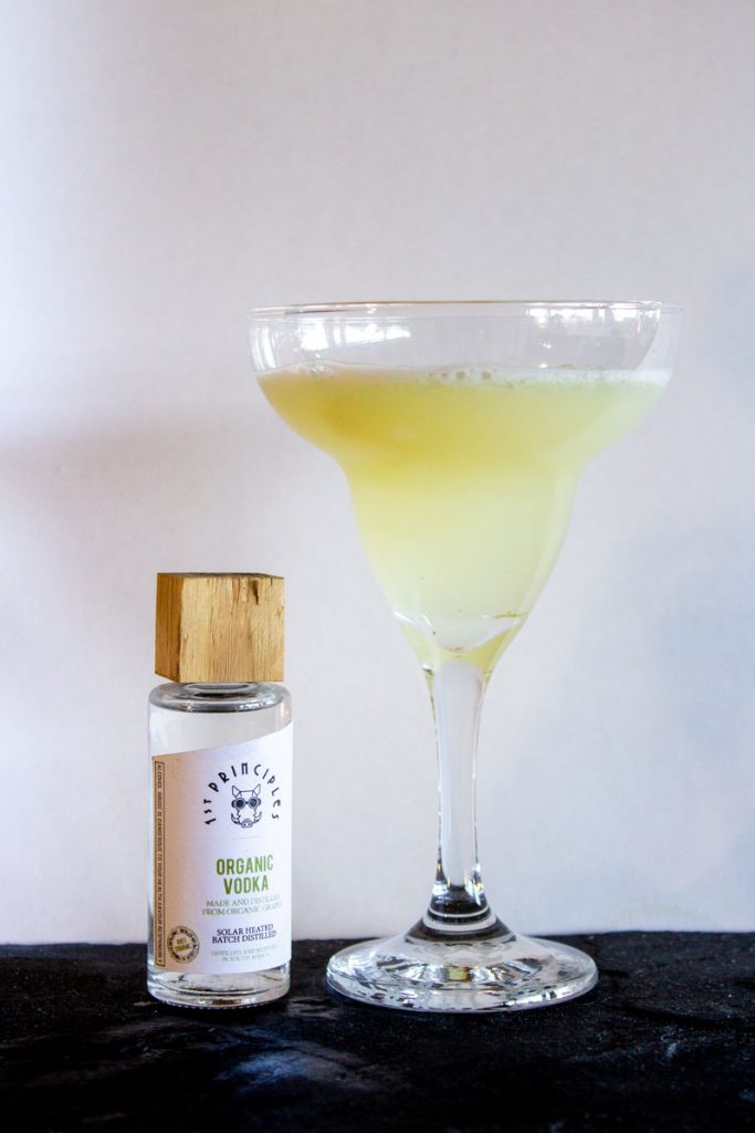 A refreshing Vodka Sour Cocktail made from 1st Principles organic vodka.