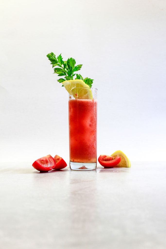 Bloody Mary cocktail with tomato and cellary